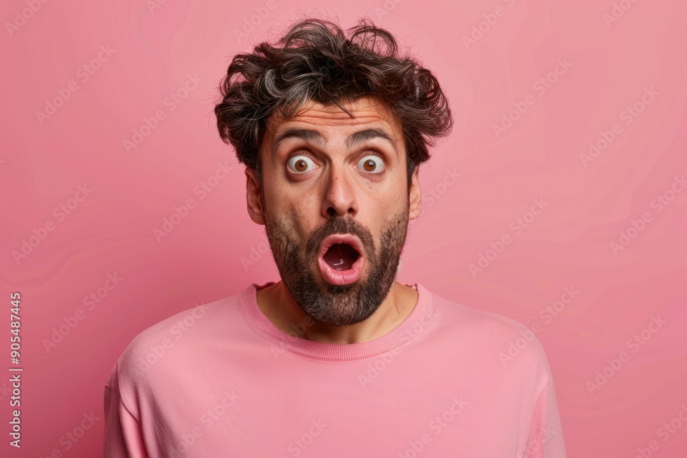 Portrait of a surprised man, facial expression Isolated on solid color background Portrait of a surprised man, facial expression Isolated on solid color background