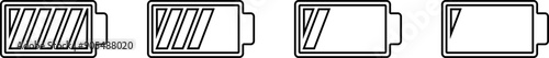 Battery Icon Set. Vector battery energy symbol collection. Editable stroke. White background. Vector illustration.