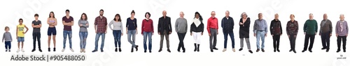 Fotografie line of group of people of different ages from a child to an elderly woman on wh