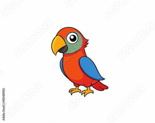 Colourful vector illustration of a parrot, ideal for digital and print projects, featuring vibrant feathers and intricate details.