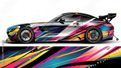 Car decal graphic wrap vinyl sticker. Graphic abstract stripe designs for Racing vehicles. 
