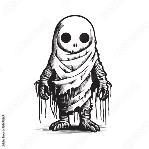 Scary mummy with ancient bandages, perfect for Halloween