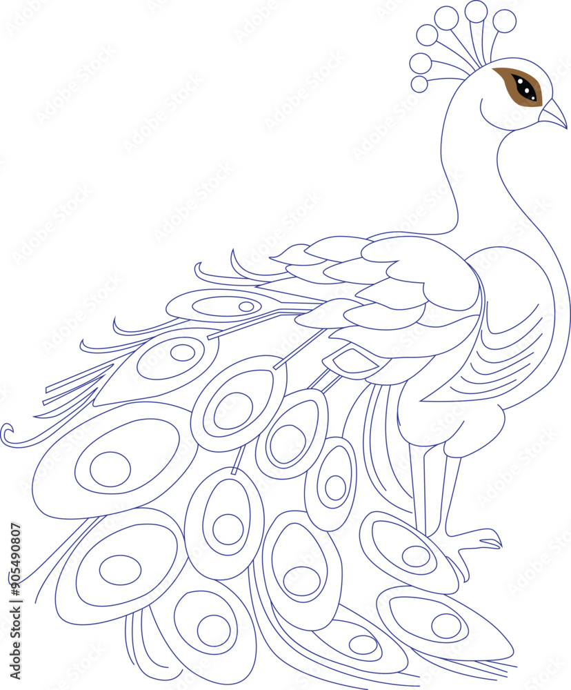 Fototapeta premium cute cake and peacock coloring page for kids