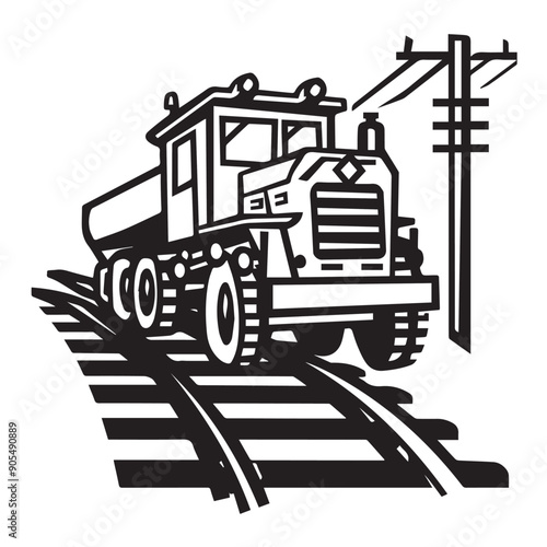 CRAWLER CARRIER in cartoon, doodle style . Image for t-shirt, web, mobile apps and ui. Isolated 2d vector illustration in logo, icon, sketch style, Eps 10, black and white. AI Generative