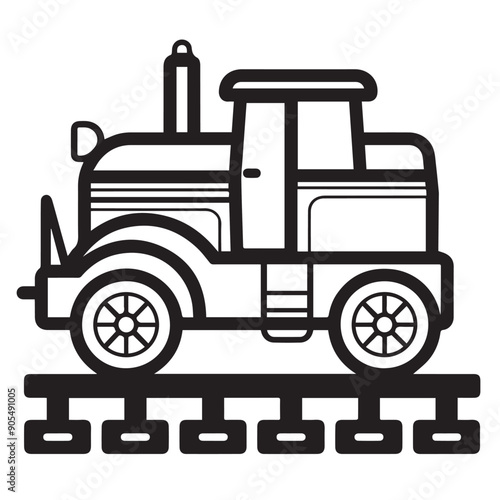CRAWLER CARRIER in cartoon, doodle style . Image for t-shirt, web, mobile apps and ui. Isolated 2d vector illustration in logo, icon, sketch style, Eps 10, black and white. AI Generative