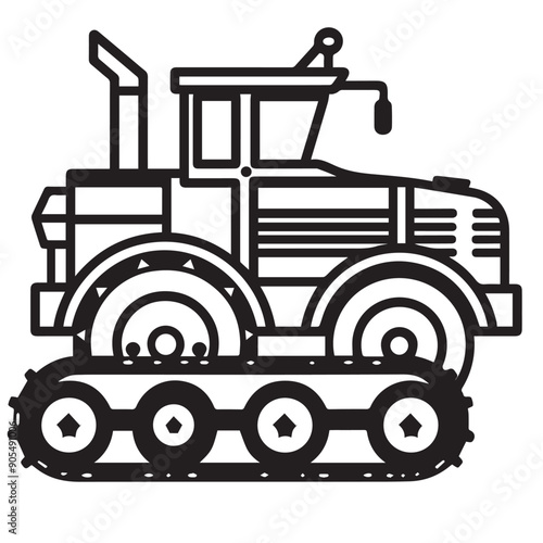 CRAWLER CARRIER in cartoon, doodle style . Image for t-shirt, web, mobile apps and ui. Isolated 2d vector illustration in logo, icon, sketch style, Eps 10, black and white. AI Generative