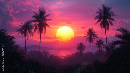 Sunset Over Tropical Paradise