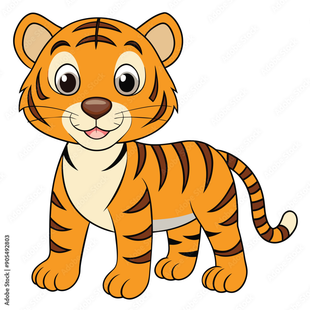 Cartoon Illustration of a Smiling Tiger Cub Cartoon Illustration of a Smiling Tiger Cub