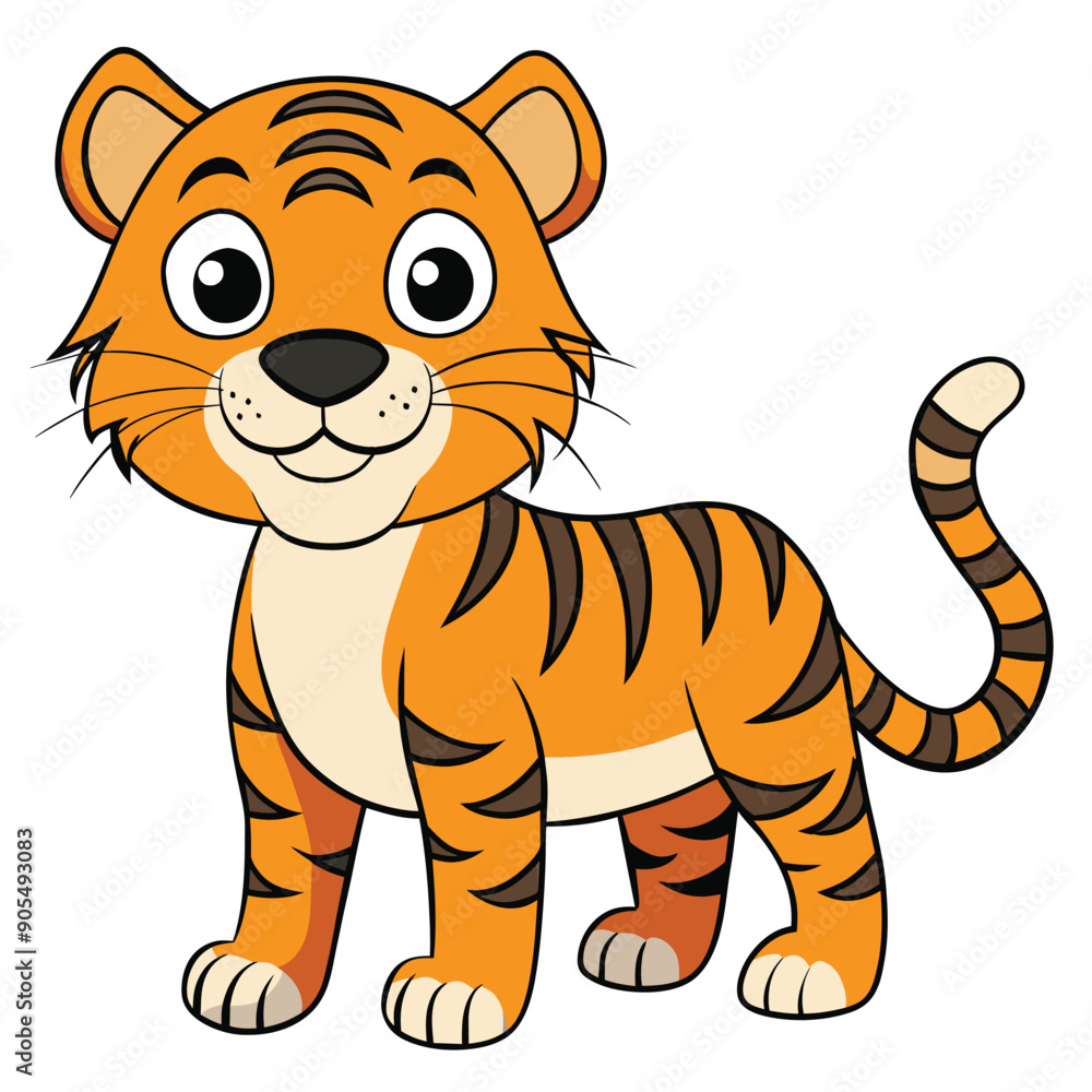 Cartoon Illustration of a Friendly Orange Tiger Cartoon Illustration of a Friendly Orange Tiger