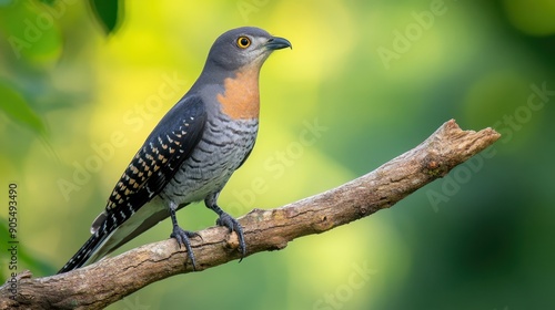 Common Cuckoo bird perched on a branch, detailed and natural.