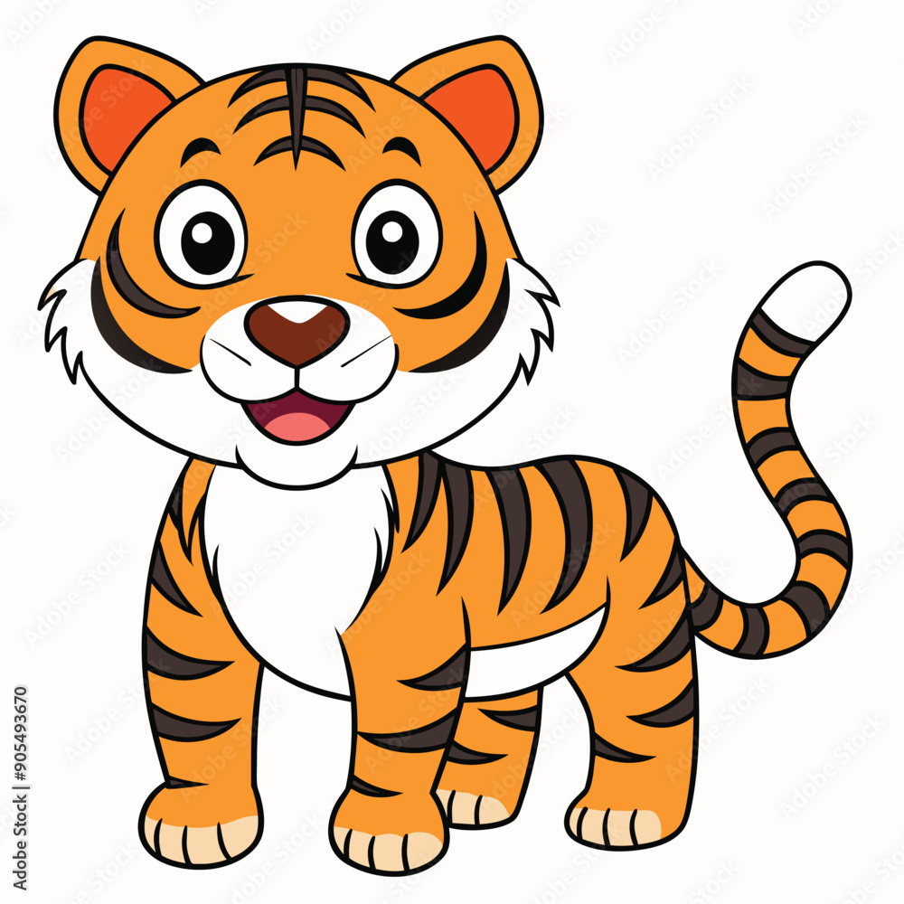Cartoon Illustration of a Smiling Tiger Cartoon Illustration of a Smiling Tiger