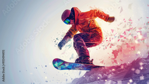 A Skier's Descent Through a Crystallized Winter Landscape