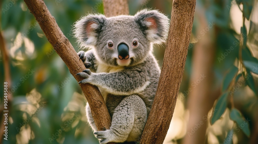 Fototapeta premium cute koala on tree branch australia wildlife 