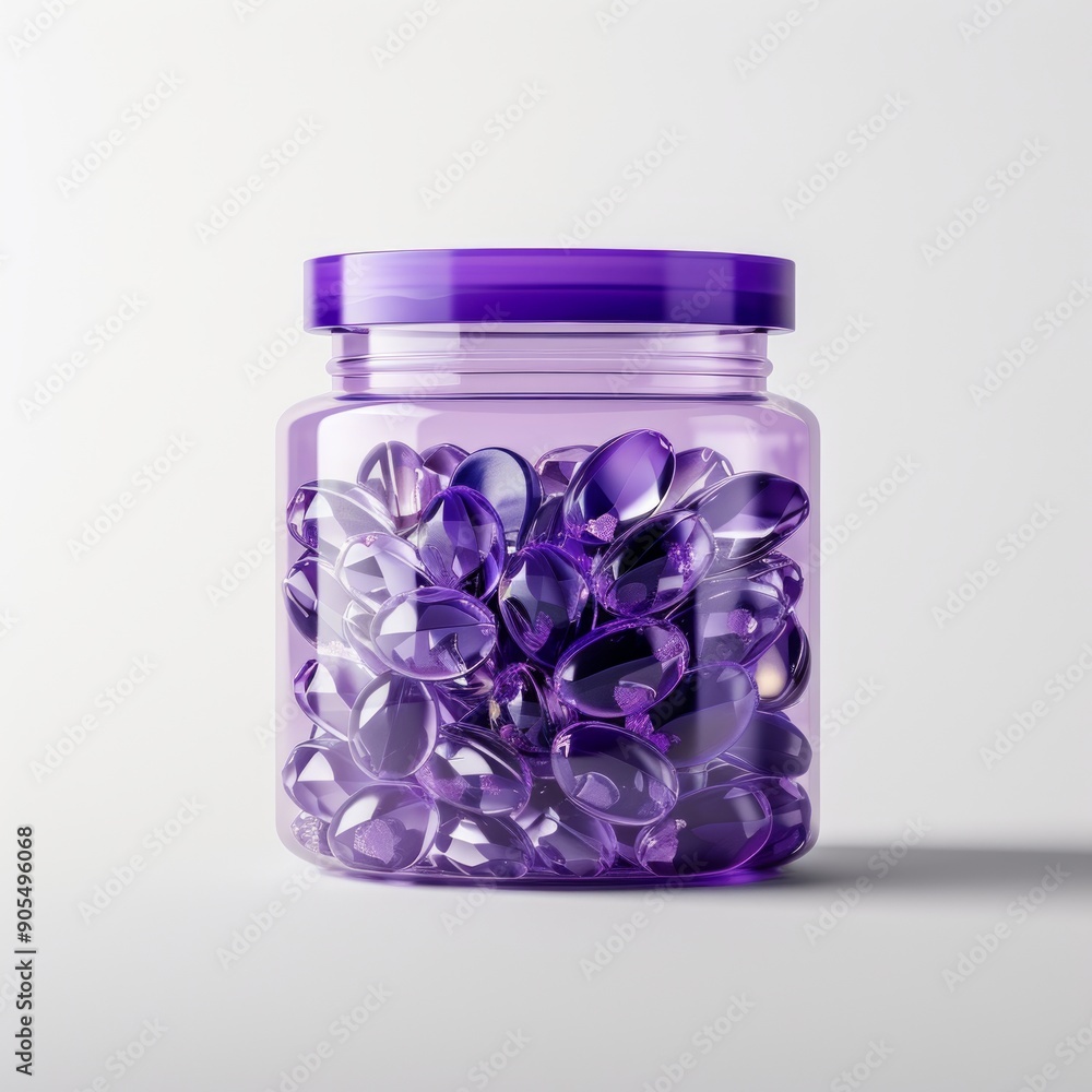 Medium shot of Herbal supplement pills in a blue-transparent plastic container, isolated on a white background, Medium shot of Herbal supplement pills in a blue-transparent plastic container, isolated on a white background,
