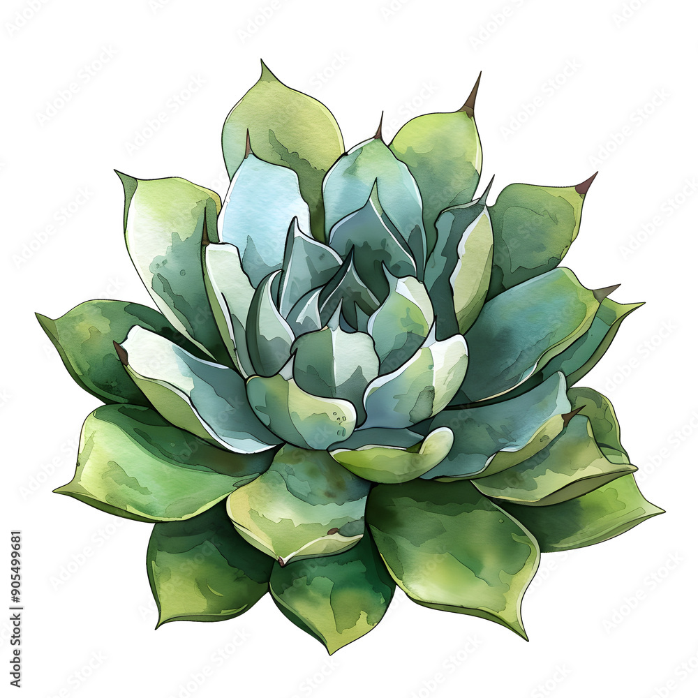 A watercolor illustration of a succulent plant A watercolor illustration of a succulent plant
