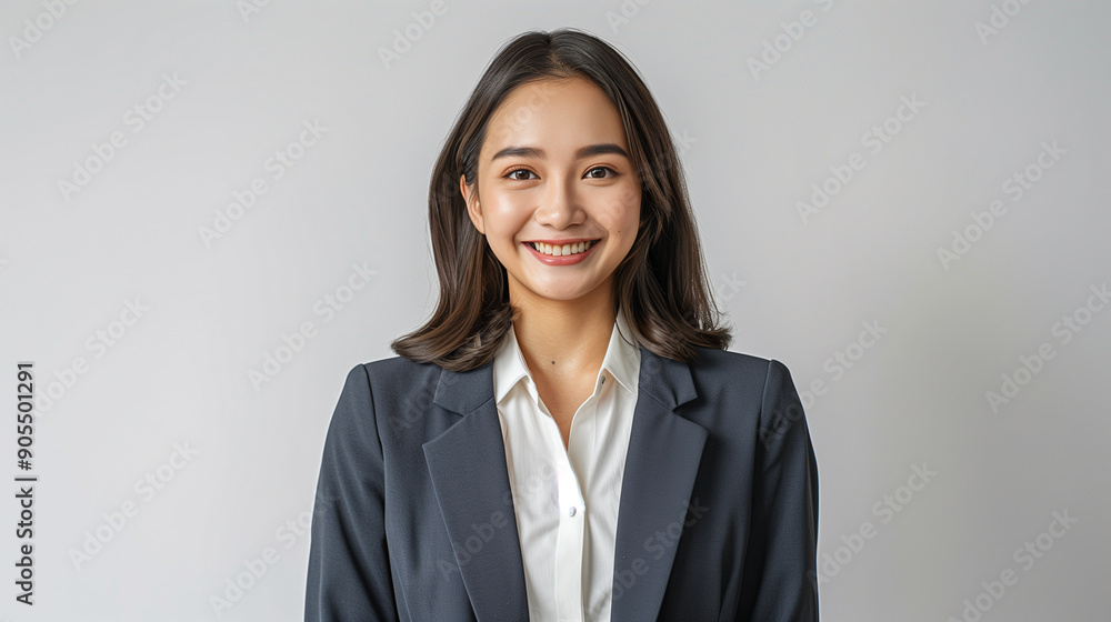 asian young woman, stand and smile, wear shirts and blazer, employee, business woman, white background asian young woman, stand and smile, wear shirts and blazer, employee, business woman, white background