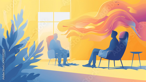 Psychiatrist or psychologist and patient in silhouette