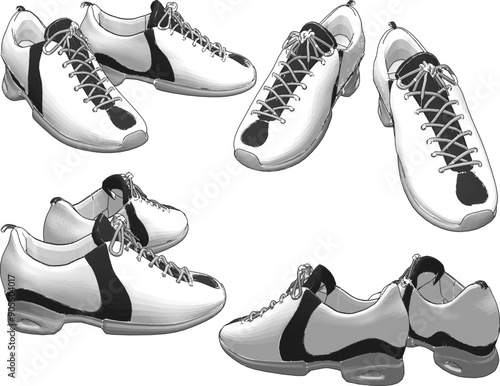 Vector sketch illustration design drawing silhouette of sports shoes for sports