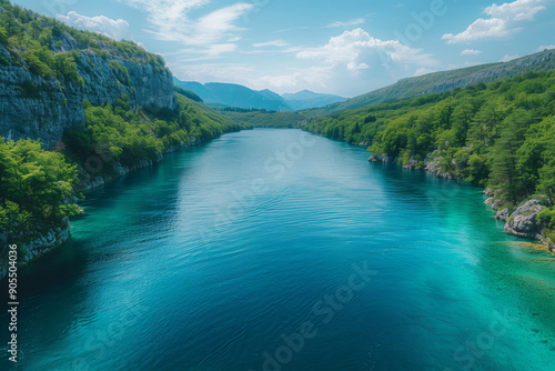 Adventurous Bungee Jumping Over a Stunningly Beautiful River Surrounded by Lush Greenery and Majestic Mountains