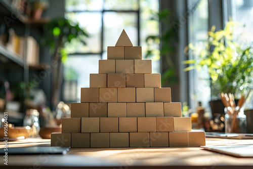 Photograph of a Pyramid Scheme Presentation: A meeting room with a presentation promoting a get-rich-quick scheme. photo