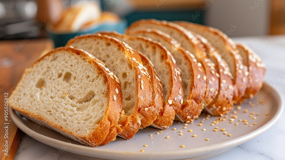 Freshly Baked Sliced Bread with Sesame Seeds Freshly Baked Sliced Bread with Sesame Seeds