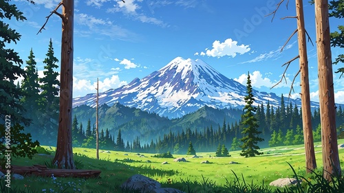 mount rainier national park usa natural wonders around the world morning view anime photo