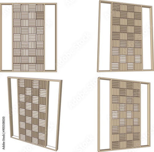 Vector sketch illustration of a room partition backdrop design for the interior of a family room at home