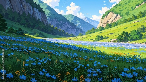 valley of flowers national park india natural wonders around the world morning view anime