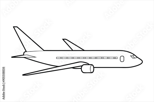 Boeing 787 Dreamliner line art vector