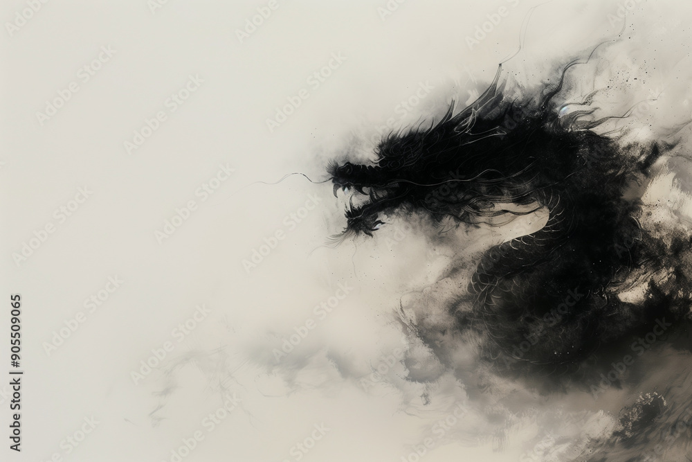 black and white Ink, Chinese lunar year theme background, traditional ink artwork black and white Ink, Chinese lunar year theme background, traditional ink artwork