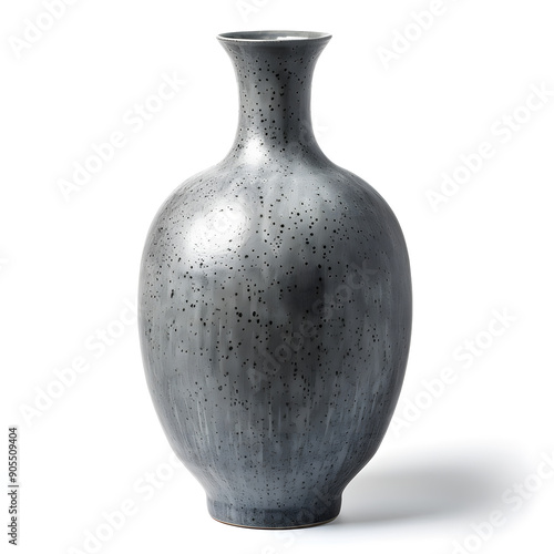 Grey ceramic vase isolated on white background