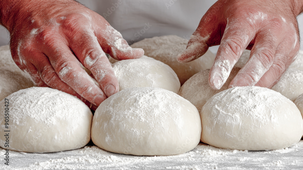 Mastering the Art of Pizza Making Fresh Dough Ready for Traditional Hand-Tossed Pizza Preparation like in Naples Italy Mastering the Art of Pizza Making Fresh Dough Ready for Traditional Hand-Tossed Pizza Preparation like in Naples Italy