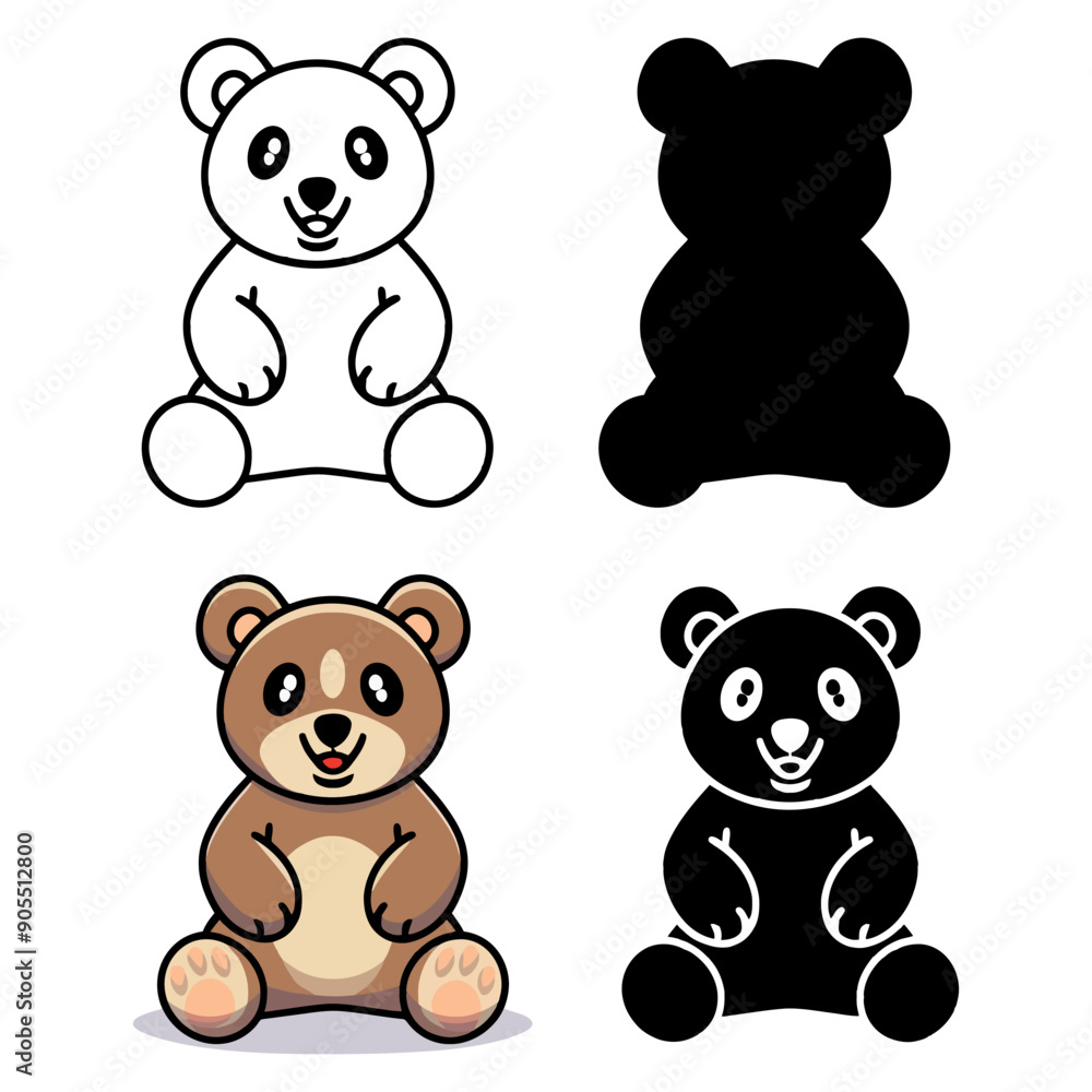 Obraz premium Bear vector illustration cartoon style flat color with white background