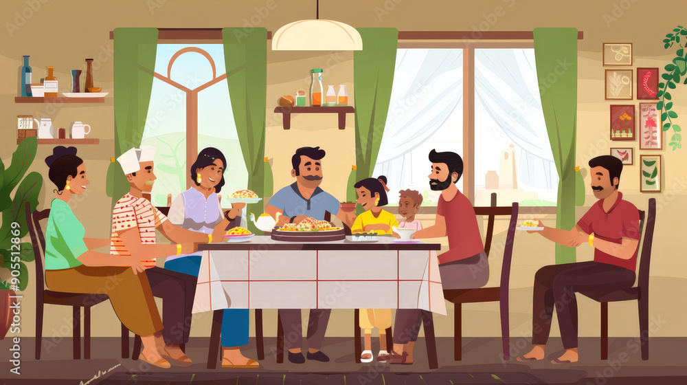 indian family having lunch at home on a dining table indian family having lunch at home on a dining table