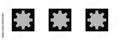 Gear settings icon set. Containing execution, process, system, evaluate, efficiency, operation, optimize icon . Vector illustration. Gear vector icon. Eps 10.