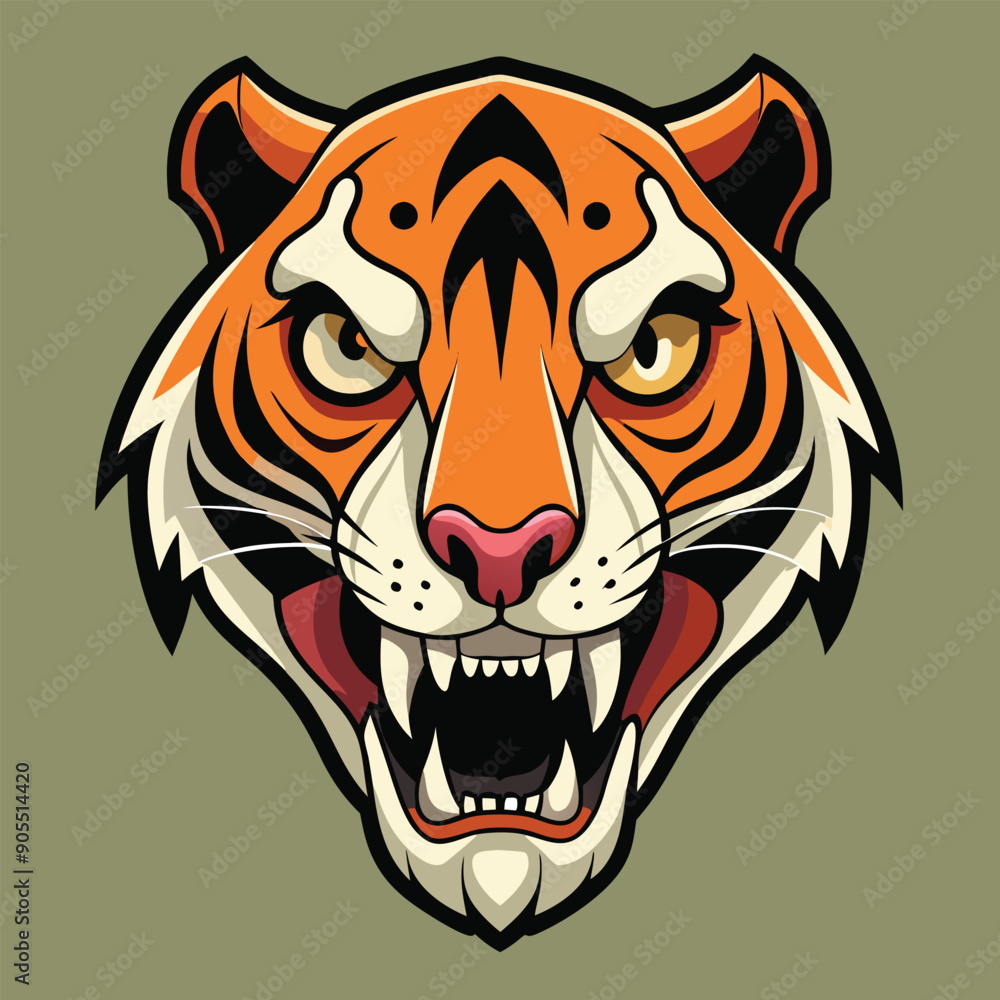 Fototapeta premium Tiger skull vector