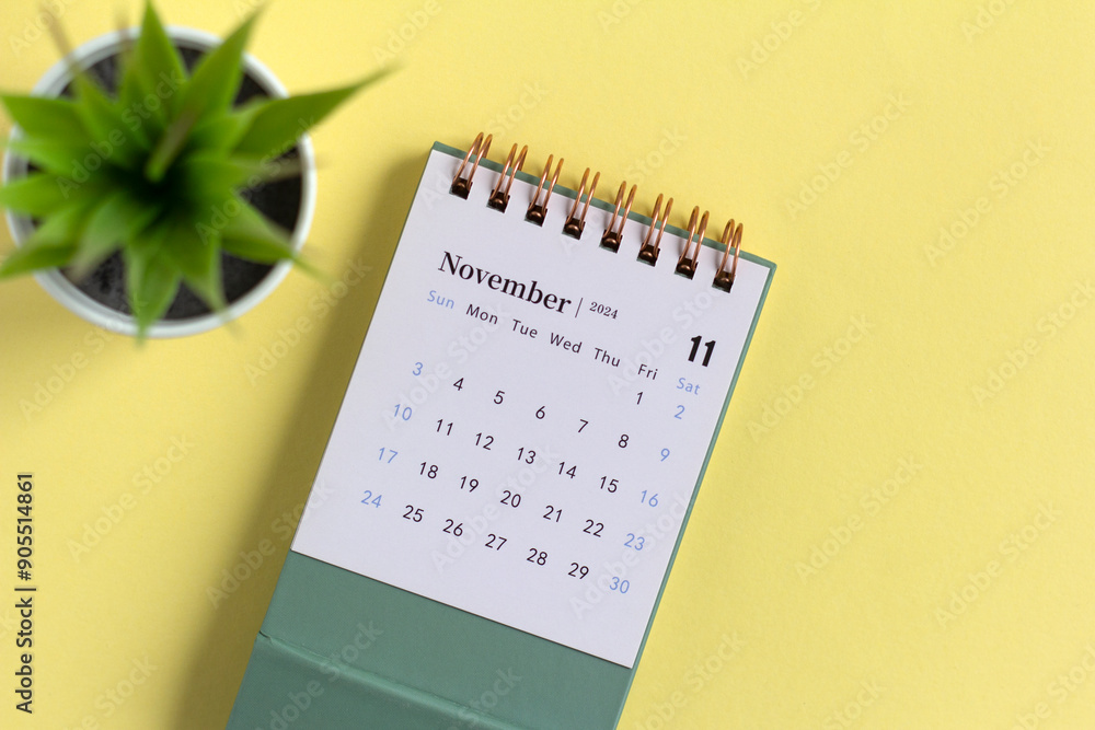 Hello November. Desk calendar for planning November 2024. Hello November. Desk calendar for planning November 2024.