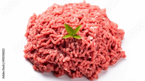 Wallpaper Mural Fresh Ground Beef with Herb Garnish - Raw Minced Meat Isolated on White Background Torontodigital.ca