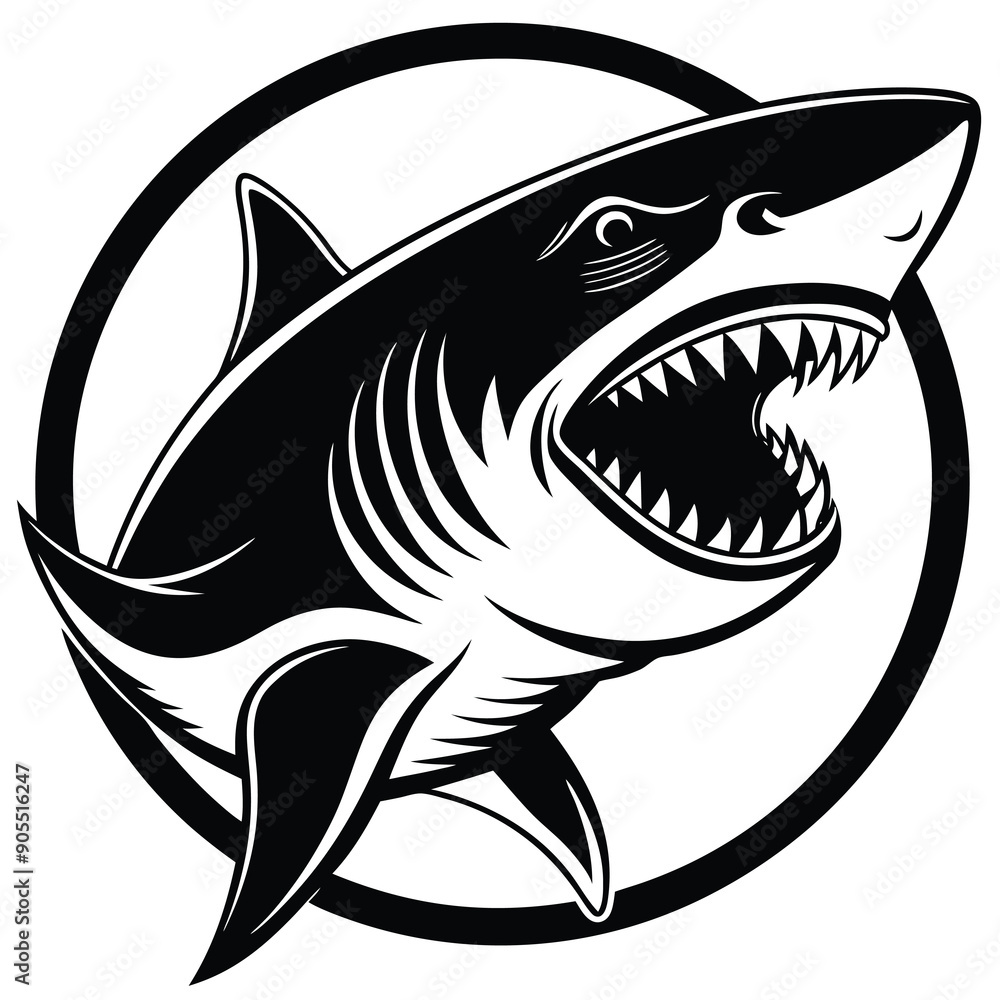 Naklejka premium Black and white shark vector