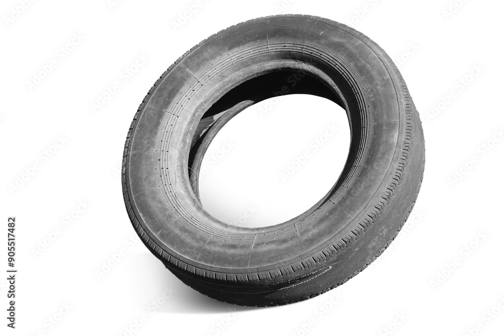 old worn damaged tire isolated on white background old worn damaged tire isolated on white background