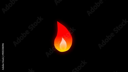 Hand drawn cartoon Fire Animation on transparent background. Flame animation with alpha channel