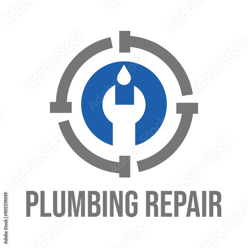 plumbing repair minimalist flat logo design