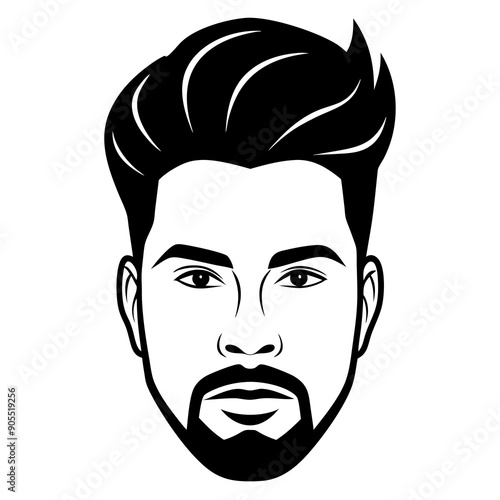 man hairstyle with black man line art vector illustration