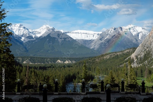 View of the mountains in Banff National Park with Rainbow, Alberta, Canada