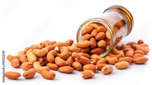 Healthy Nuts: Almonds and Cashews in Glass Jar - Organic Snack Stock Photo