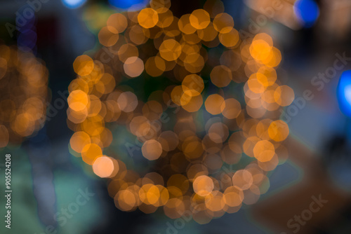 Christmas bokeh garland light low key colors abstraction glare effect festive background photo