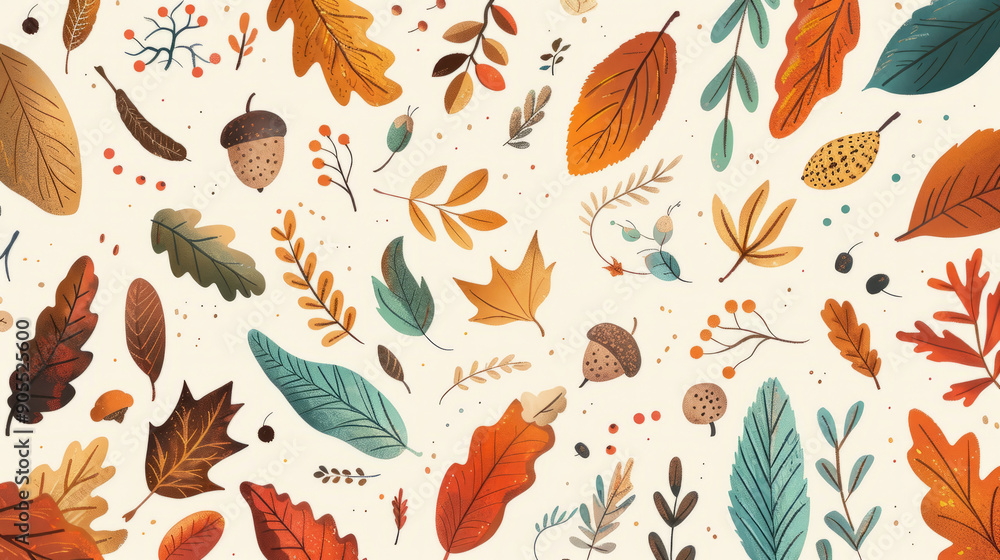 A variety of leaf shapes. Oak maple, and other deciduous tree leaves A variety of leaf shapes. Oak maple, and other deciduous tree leaves
