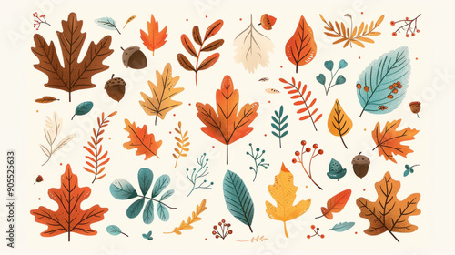 Wallpaper Mural A variety of leaf shapes. Oak maple, and other deciduous tree leaves Torontodigital.ca