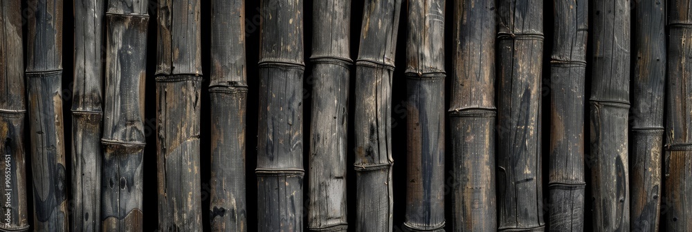 This closeup image highlights textured dark bamboo, ideal for tranquil, naturethemed backgrounds or designs