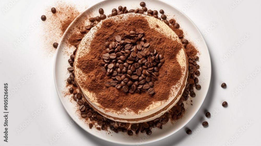 Cappuccino Coffee Cake with Cocoa and Coffee Beans Gourmet Dessert Cappuccino Coffee Cake with Cocoa and Coffee Beans Gourmet Dessert
